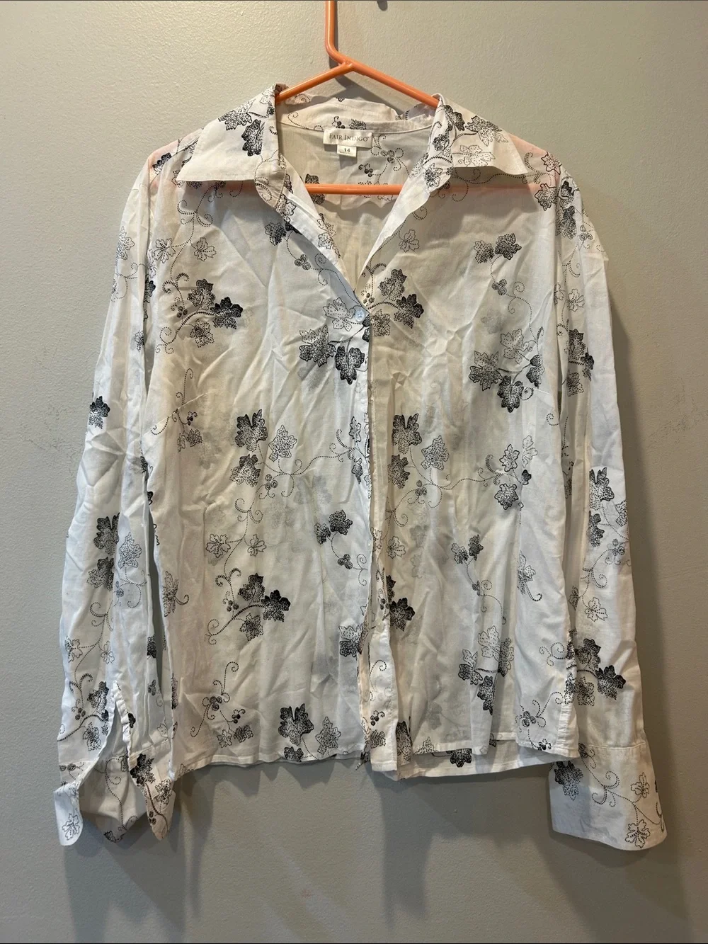 Fair Indigo White Button-Up Blouse